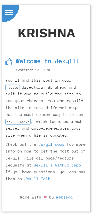 webjeda krishna responsive jekyll theme